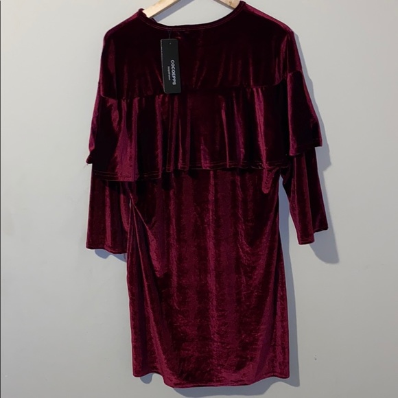 Cocoepps Velour Look Bugundy Tunic ruffle 5Xl - Picture 3 of 8